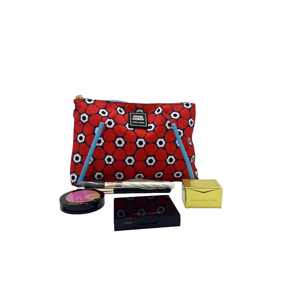 Estee Lauder Set Cosmetic Bag Pure Color EyeShadow Palette Blush Charm & Brushes